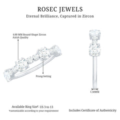 Cubic Zirconia Half Eternity Wedding Anniversary Ring