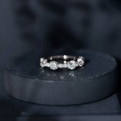Cubic Zirconia Half Eternity Wedding Anniversary Ring