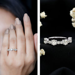 Cubic Zirconia Half Eternity Wedding Anniversary Ring