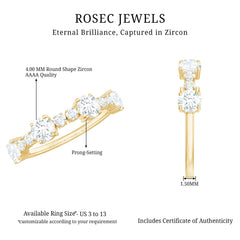 Cubic Zirconia Half Eternity Wedding Anniversary Ring