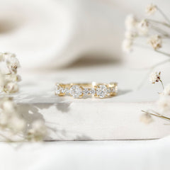 Cubic Zirconia Half Eternity Wedding Anniversary Ring