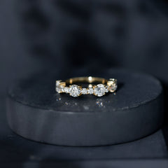 Cubic Zirconia Half Eternity Wedding Anniversary Ring