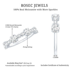 Round Moissanite Half Eternity Wedding Band
