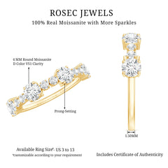 Round Moissanite Half Eternity Wedding Band