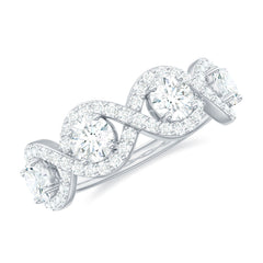 Cubic Zirconia Braided Half Eternity Band Ring
