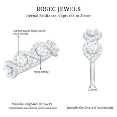 Cubic Zirconia Braided Half Eternity Band Ring