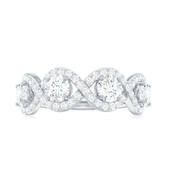 Cubic Zirconia Braided Half Eternity Band Ring