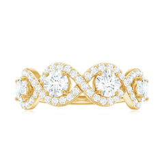 Cubic Zirconia Braided Half Eternity Band Ring