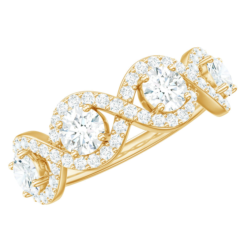 Round Moissanite Infinity Wedding Band Ring