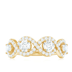 Round Moissanite Infinity Wedding Band Ring