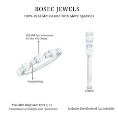 Certified Moissanite Half Eternity Stackable Ring for Women