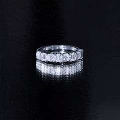 Certified Baguette and Oval Cut Moissanite Half Eternity Band