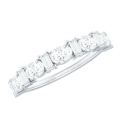 Certified Baguette and Oval Cut Moissanite Half Eternity Band