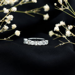 Certified Baguette and Oval Cut Moissanite Half Eternity Band