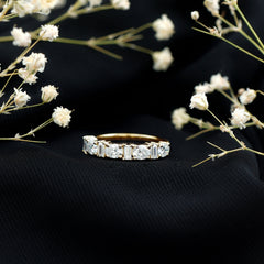 Certified Baguette and Oval Cut Moissanite Half Eternity Band