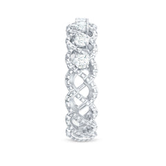Round Moissanite Twisted Half Eternity Wedding Band