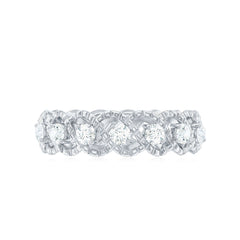 Round Moissanite Twisted Half Eternity Wedding Band