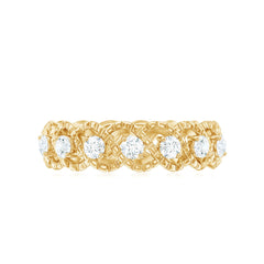 Round Moissanite Twisted Half Eternity Wedding Band