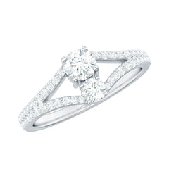 3/4 CT Zircon Two Stone Engagement Ring with Split Shank
