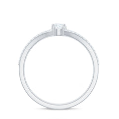 3/4 CT Zircon Two Stone Engagement Ring with Split Shank