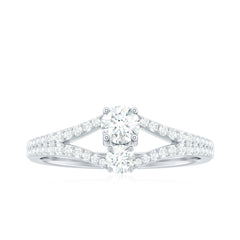 3/4 CT Zircon Two Stone Engagement Ring with Split Shank