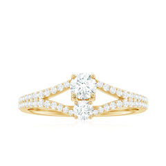3/4 CT Zircon Two Stone Engagement Ring with Split Shank
