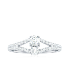 Moissanite Toi et Moi Engagement Ring with Split Shank