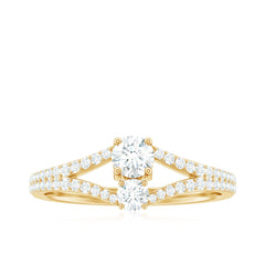 Moissanite Toi et Moi Engagement Ring with Split Shank