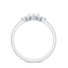 Heart Shape Moissanite Engagement Ring with Cluster Stones
