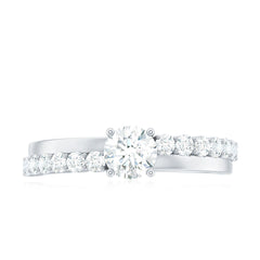 1 CT Round Cut Cubic Zirconia Promise Ring in Prong Setting