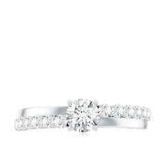 Round Cut Moissanite Engagement Ring with Side Stones