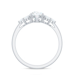 Zircon Teardrop Engagement Ring with Cluster Accent