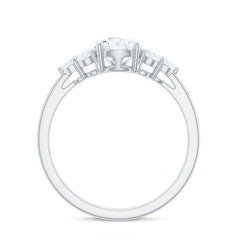 Certified 1.3 Carat Moissanite Pear Engagement Ring with Trio
