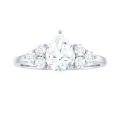 Certified 1.3 Carat Moissanite Pear Engagement Ring with Trio