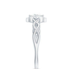 Princess Cut Moissanite Infinity Promise Ring with Half Halo