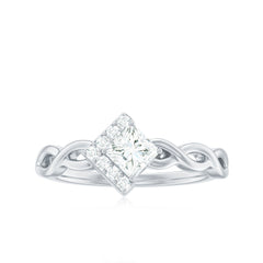 Princess Cut Moissanite Infinity Promise Ring with Half Halo