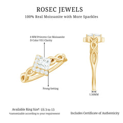 Princess Cut Moissanite Infinity Promise Ring with Half Halo