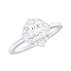 Princess Cut Moissanite Floral Engagement Ring for Women