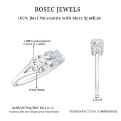 Certified Moissanite Promise Ring with Butterfly Motif