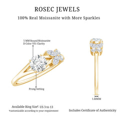 Certified Moissanite Promise Ring with Butterfly Motif