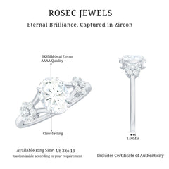 Split Shank Oval Cut Zircon Cocktail Flower Ring in Gold