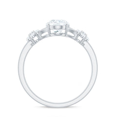 Oval Cut Moissanite Flower Engagement Ring in Split Shank