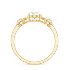 Oval Cut Moissanite Flower Engagement Ring in Split Shank