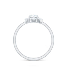 1.25 CT Round and Marquise Zircon Minimal Engagement Ring in Prong Setting