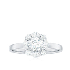 1.25 CT Round and Marquise Zircon Minimal Engagement Ring in Prong Setting