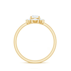 1.25 CT Round and Marquise Zircon Minimal Engagement Ring in Prong Setting