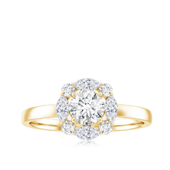 Round Moissanite Halo Engagement Ring for Women