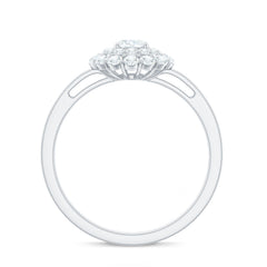 Certified Round Moissanite Double Halo Engagement Ring