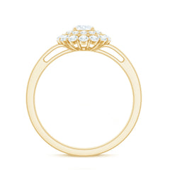 Certified Round Moissanite Double Halo Engagement Ring