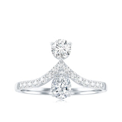 Pear and Round Cut Moissanite Toi et Moi Engagement Ring